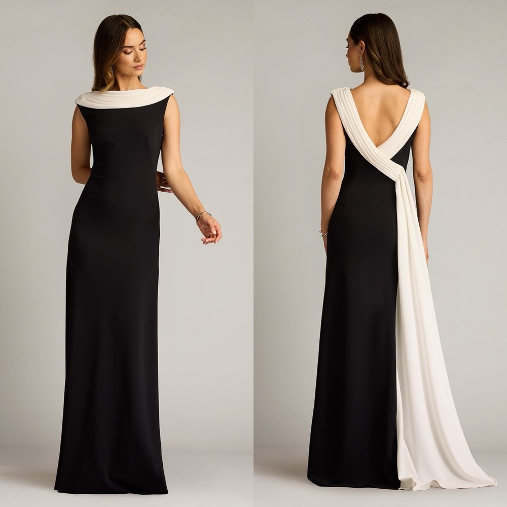 TADASHI SHOJI Plaza Drape Back Gown M